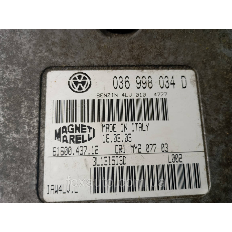 Блок управління двигуном оригінал VAG 036998034D Блок управління двигуном оригінал VAG 036998034D